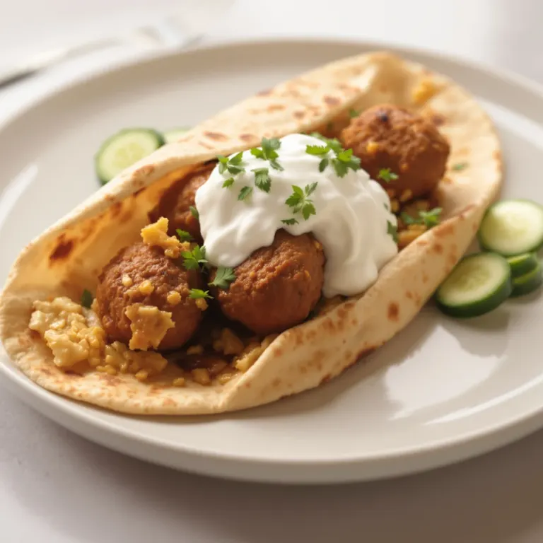 Beef kofta pita with yogurt