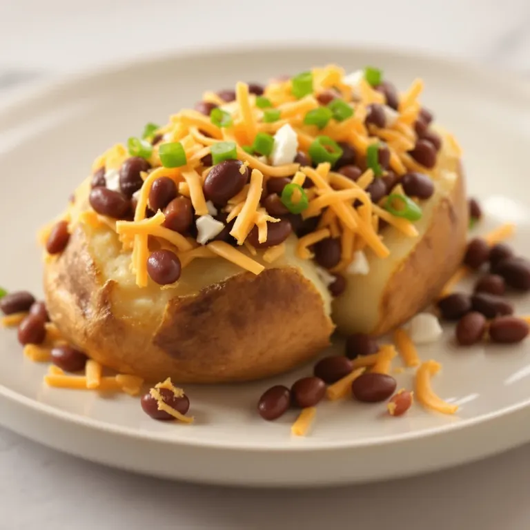 Cheddar-bean stuffed potato