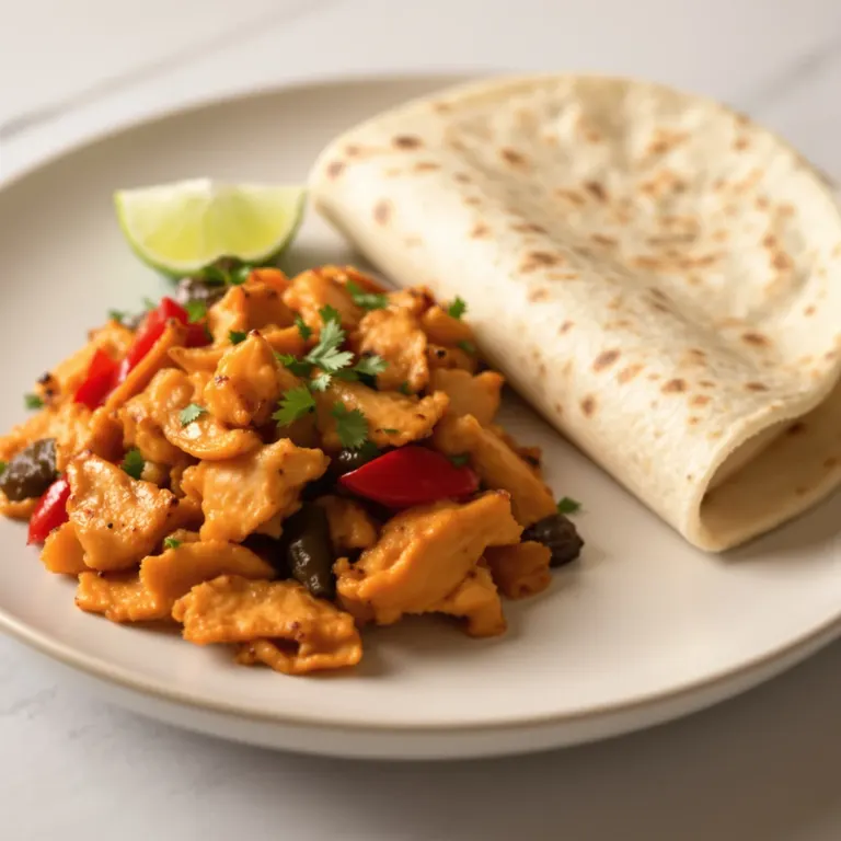 Fajita chicken strips, peppers & tortillas