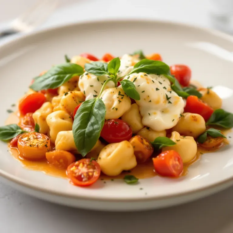 Crispy gnocchi with tomato & mozzarella