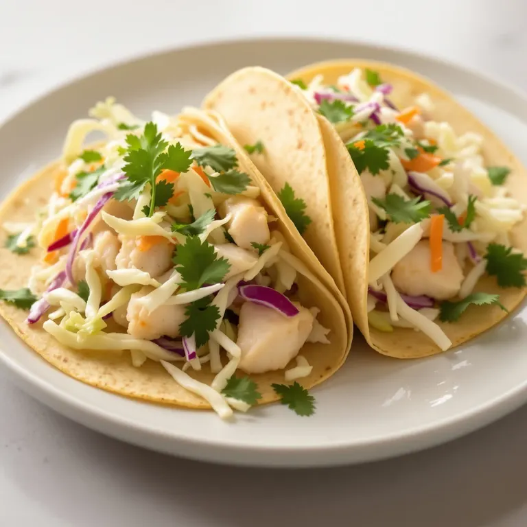 Crisp fish taco shells with cabbage