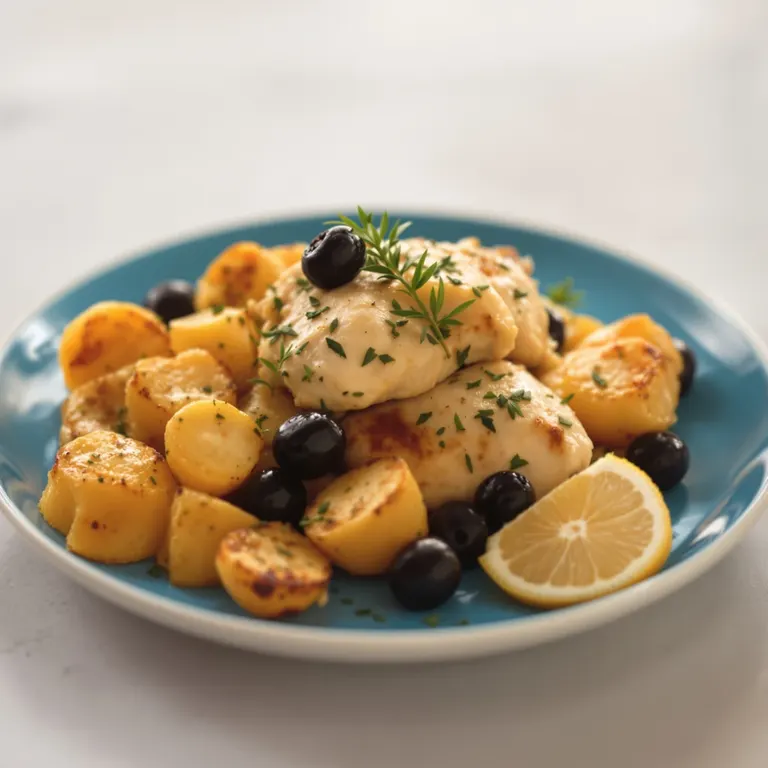 Oregano chicken, olives & potatoes