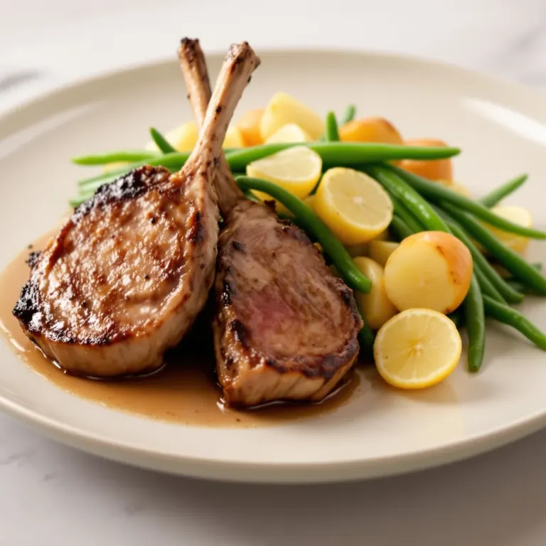 Lamb chops, baby potatoes & green beans