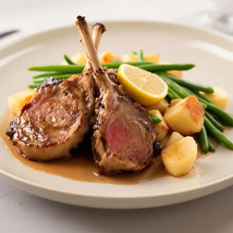 Sat: Lamb chops with green beans & roast potatoes