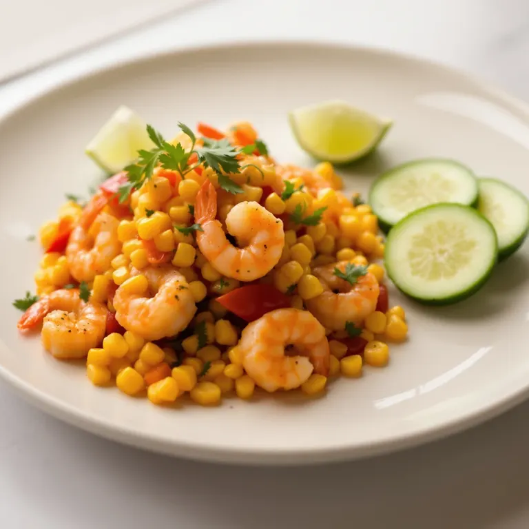 Paprika shrimp, corn & cucumber