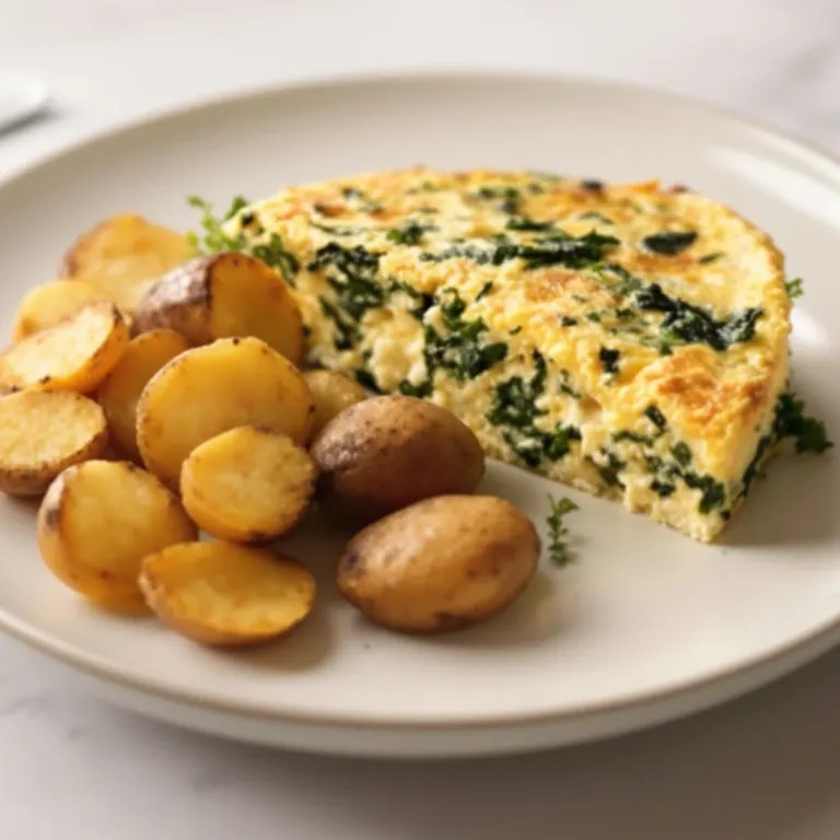 Spinach-cheddar frittata & baby potatoes