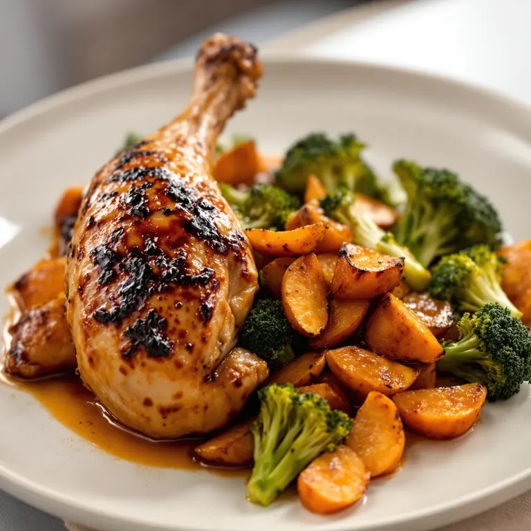 Air-fryer chicken thighs & sweet potato