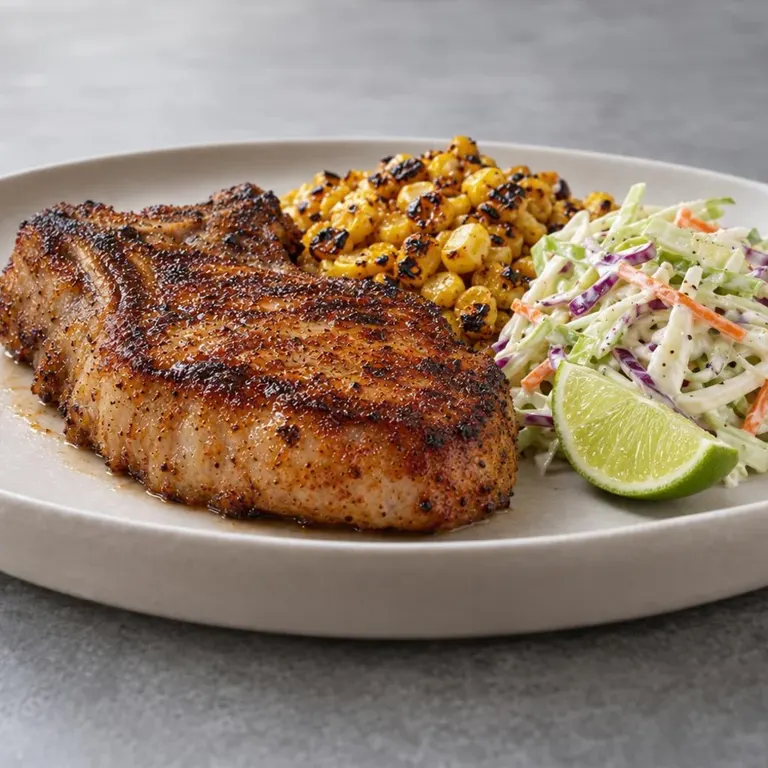 Air Fryer Pork Chops with Lime Slaw