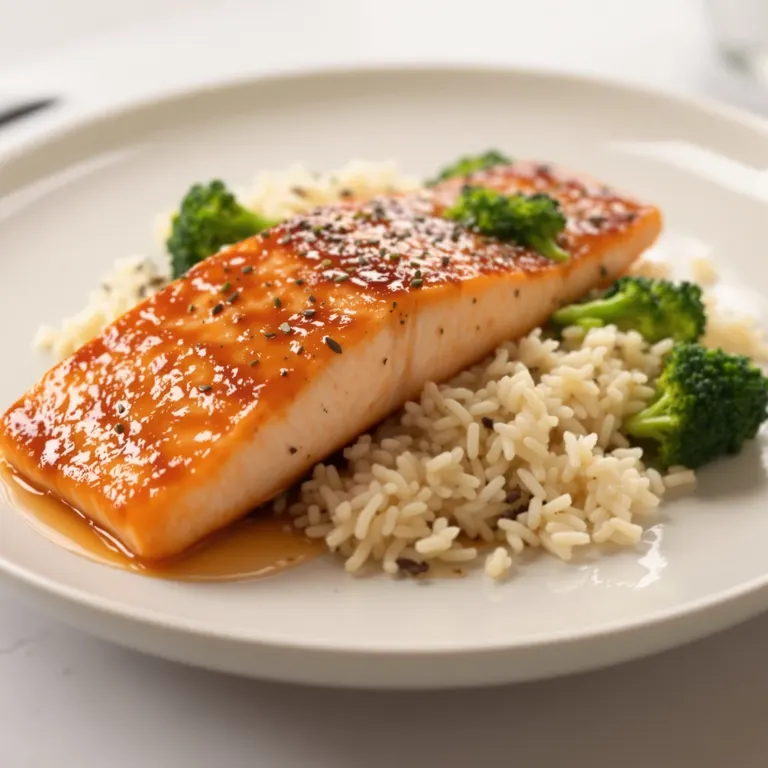 Air-fryer salmon with rice & greens