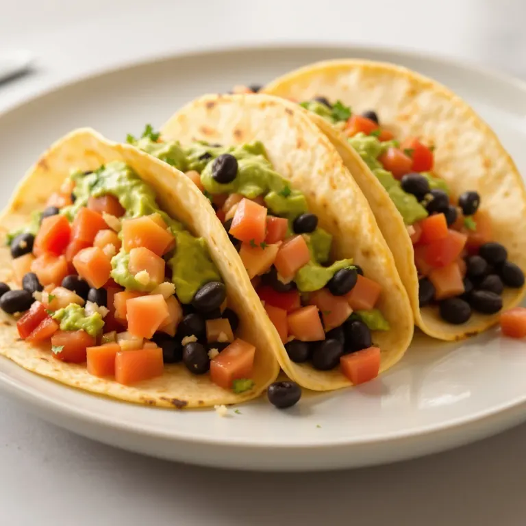 Avocado crema black bean tacos