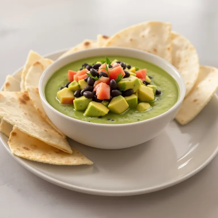 Avocado lime black bean soup