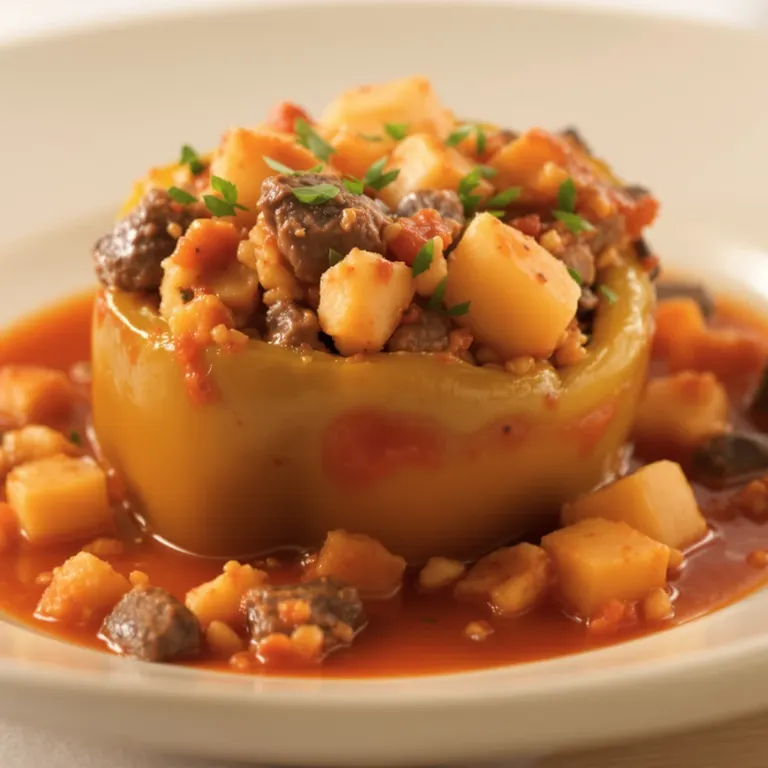 Beef-stuffed peppers with potato