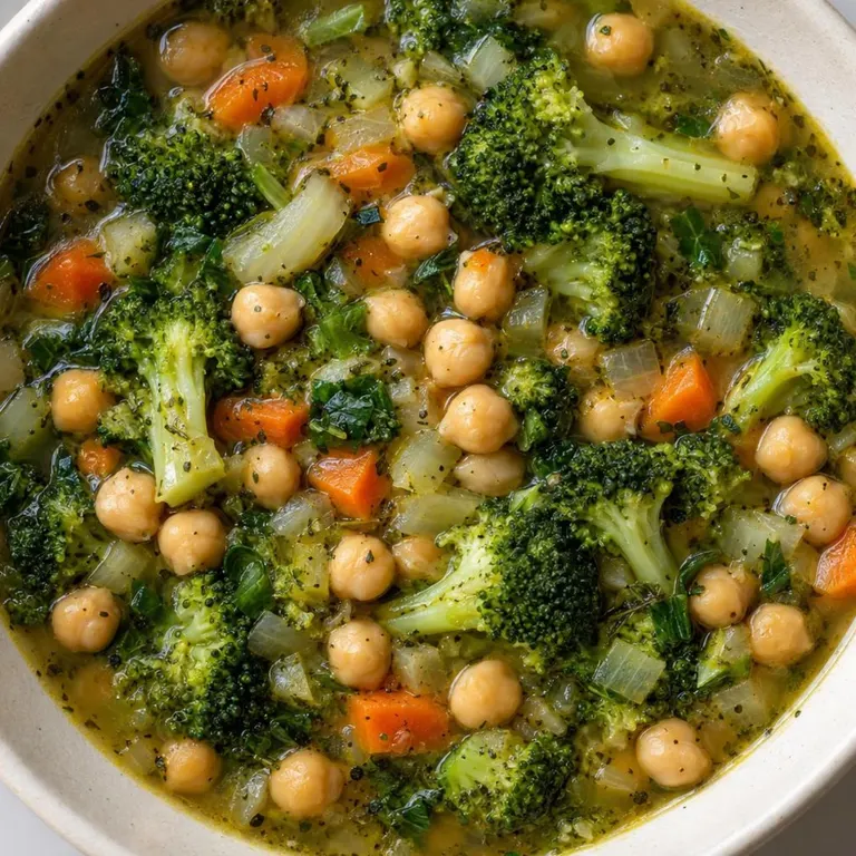 Chickpeas broccoli soup