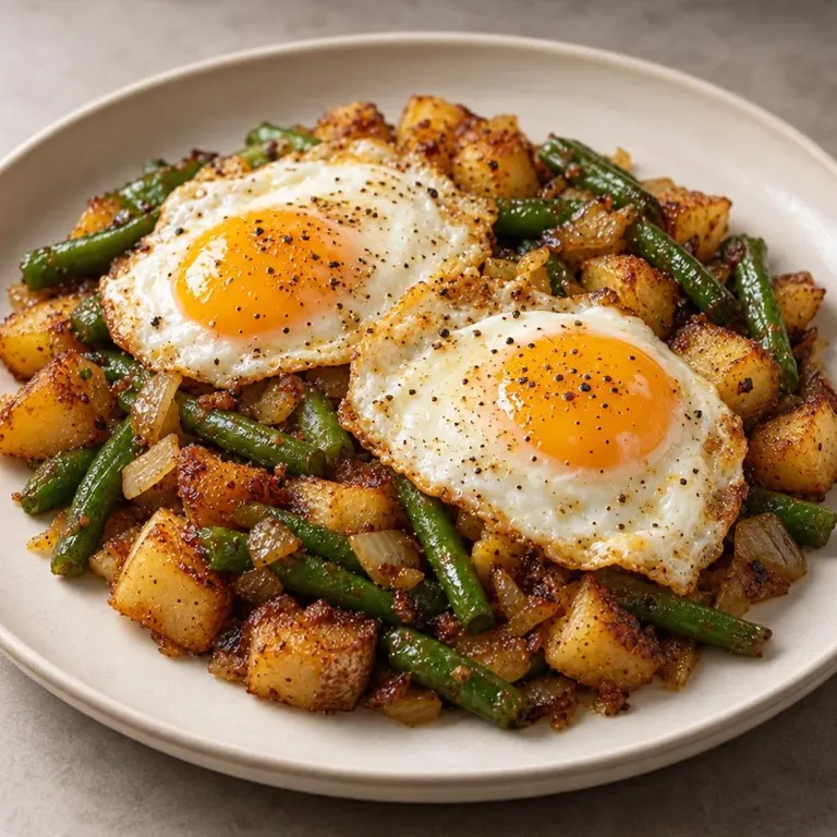 Breakfast Potato, Green Bean & Egg Hash