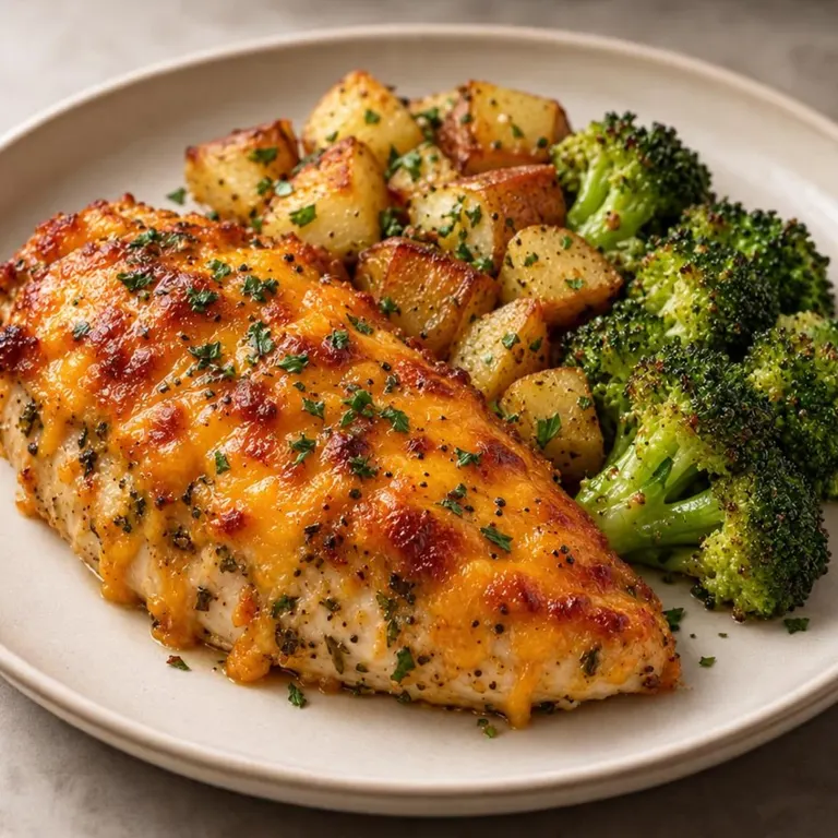 Broccoli cheddar chicken potato bake
