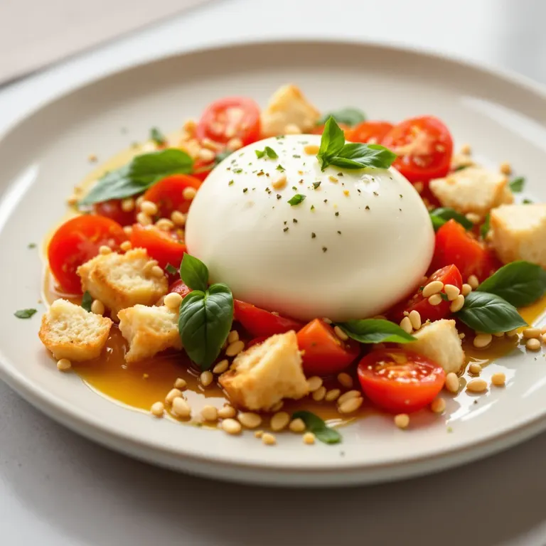 Sun: Burrata basil oil tomatoes