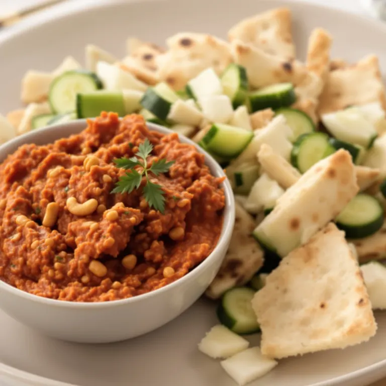 Cashew pepper muhammara pita