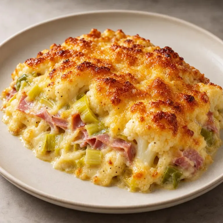 Cauliflower Cheese with Ham & Leeks