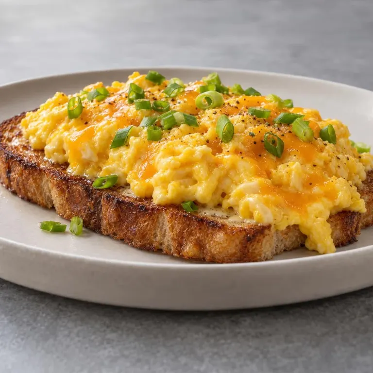 Cheesy Scrambled Eggs on Toast