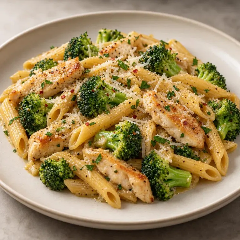 Chicken with broccoli and gluten-free pasta