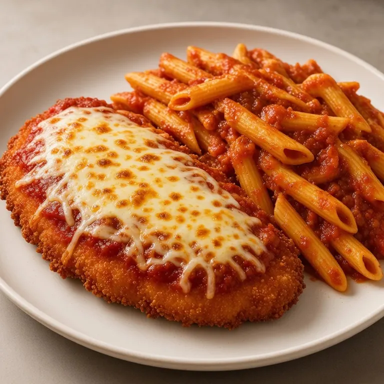 Chicken parmesan pasta bake