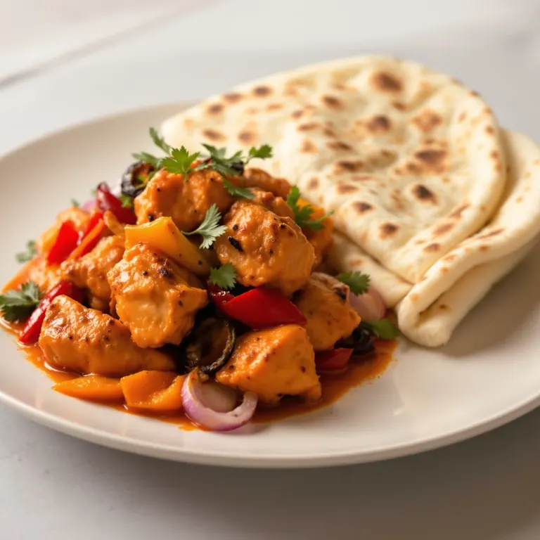 Chicken tikka sheet-pan with naan