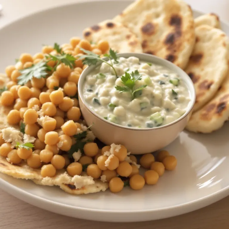 Chickpea raita naan plate