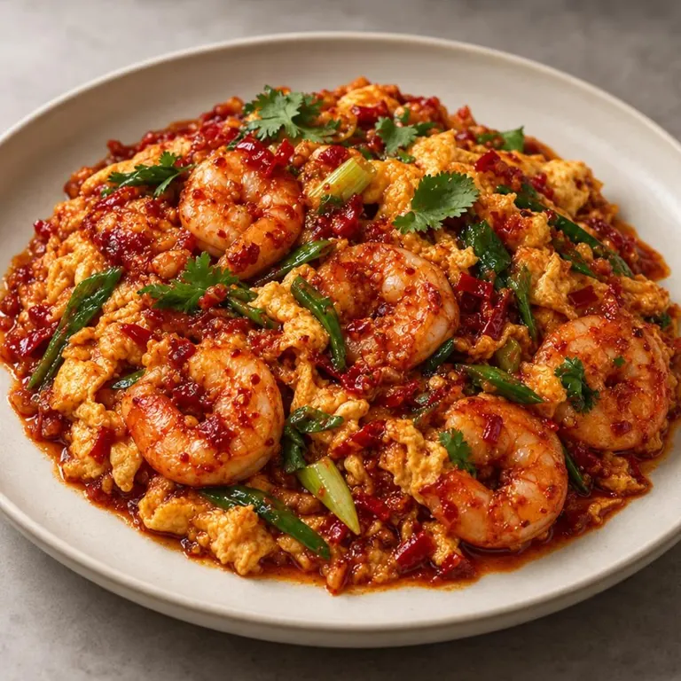 Chili Shrimp Egg Scramble