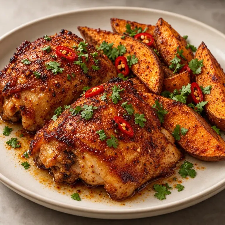 Chili-paprika chicken with sweet potato