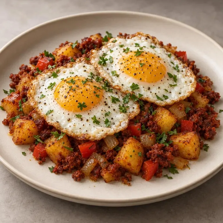 Chorizo potato hash with eggs