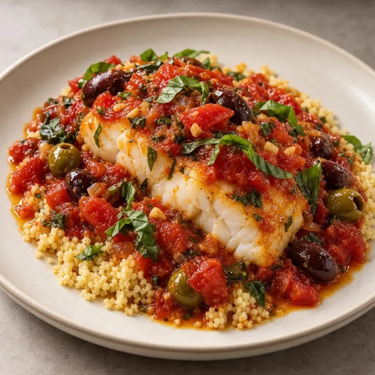 Cod with Tomatoes & Olives