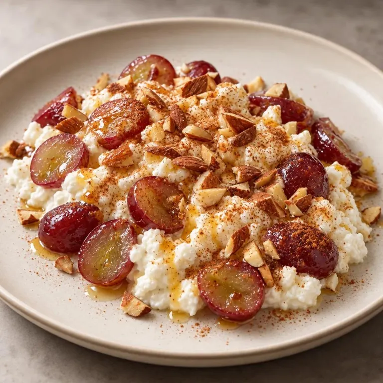 Cottage Cheese with Grapes & Almonds