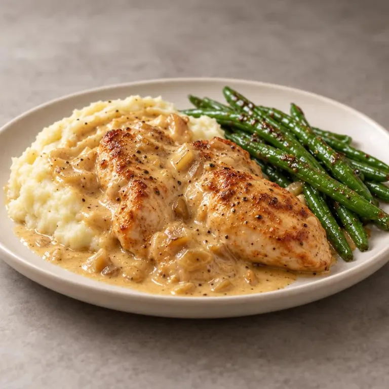 Creamy mustard-style chicken with mash