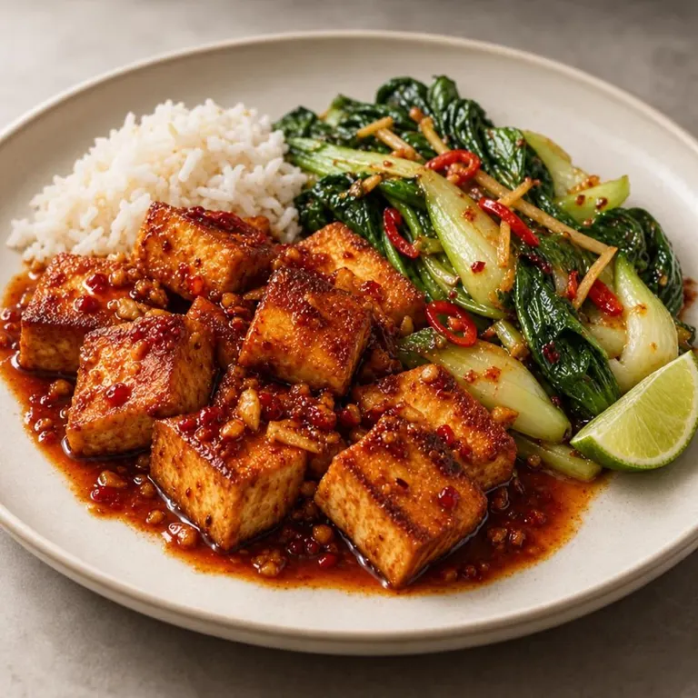 Crispy Tofu with Ginger Greens