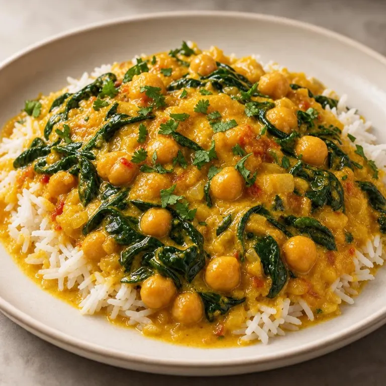 Coconut chickpea spinach pot