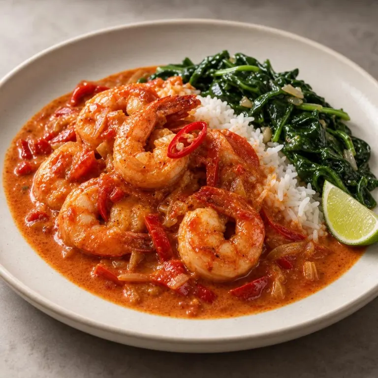Coconut shrimp spinach rice