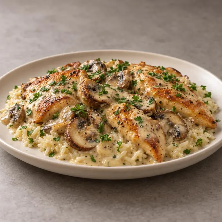 Slow-cooked creamy chicken and mushrooms