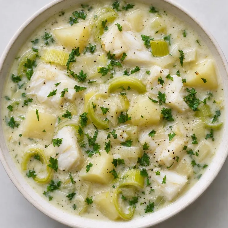White fish leek chowder