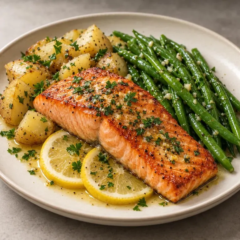 Lemon salmon & green beans