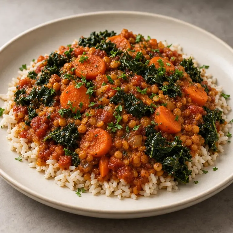 Tomato kale lentil stew
