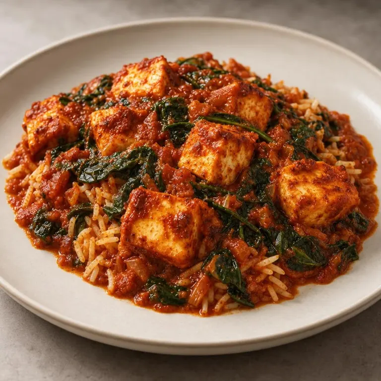 Fri: Paneer tikka tomato spinach