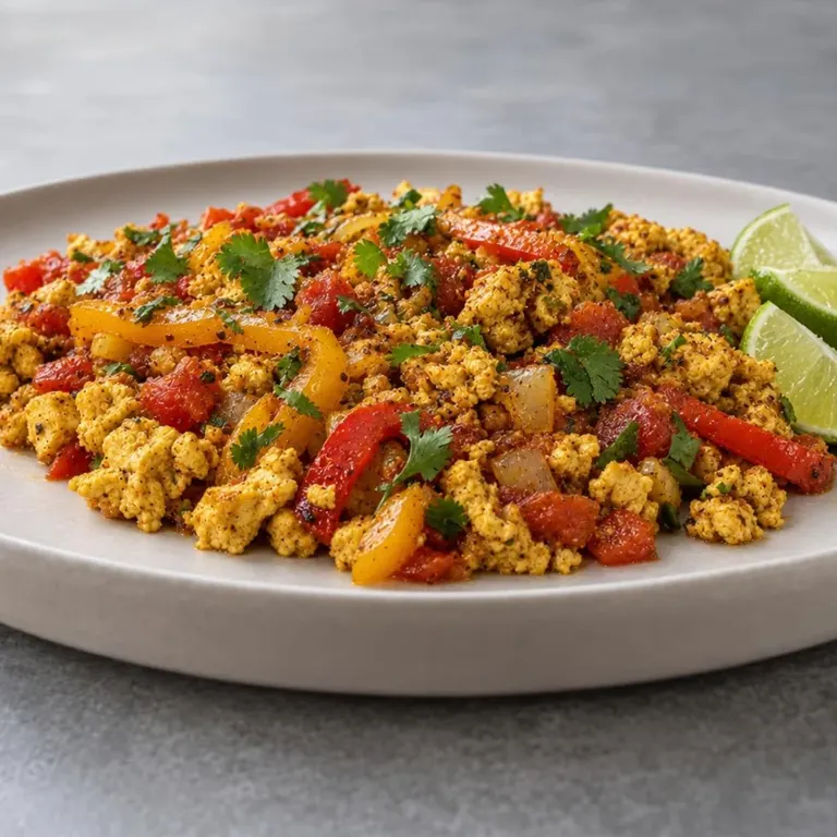 Cumin Tofu Scramble with Peppers & Cilantro
