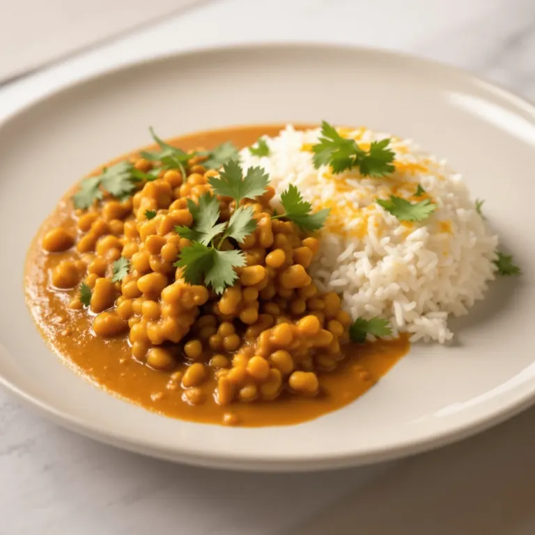 Red lentil dal with rice