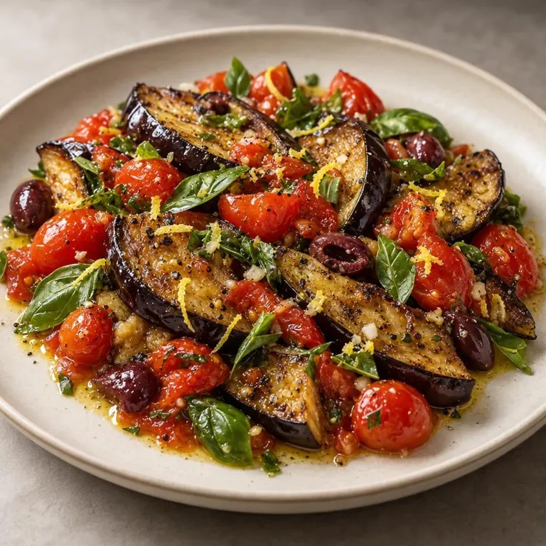 Eggplant, Tomato & Basil Warm Salad