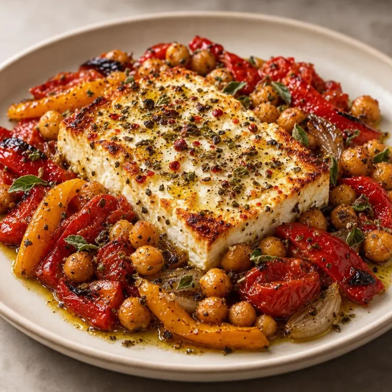 Feta, chickpea & pepper tray