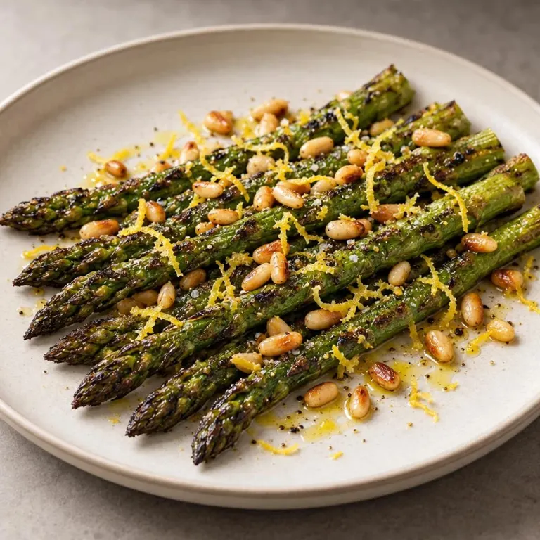 Pine-nut asparagus basket