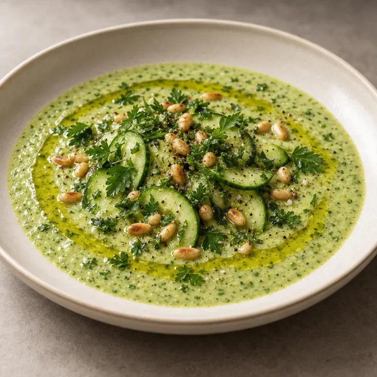 Pine-nut parsley cucumber oil
