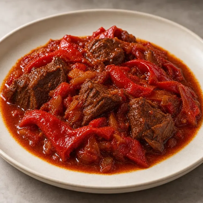 Dump paprika pepper beef