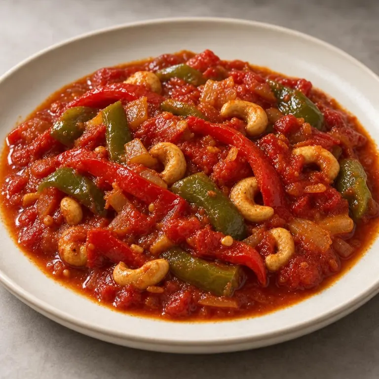 Dump cashew tomato peppers