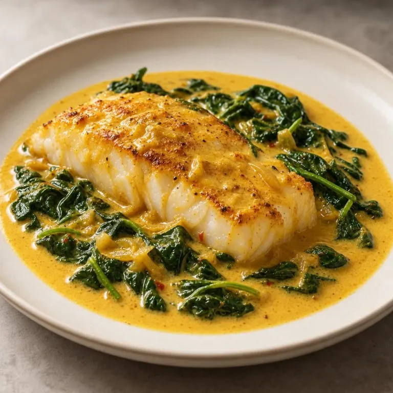 Last-hour coconut spinach fish